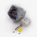 CONECTOR GRIS 4 PINES + 4 TERMINALES CON AISLANTES