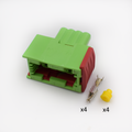 CONECTOR 4 PINES + TERMINALES + AISALNTES VERDE ROJO
