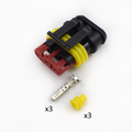 CONECTOR 3 PINES + TERMINALES+ AISLANTES PIN ROJO