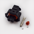 CONECTOR 2 PINES + TERMINALES + AISLANTES NEGRO NARANJA