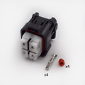 CONECTOR 4 PINES + TERMINALES + AISLANTES NEGRO BLANCO