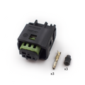 CONECTOR 3 PINES + TERMINALES + AISLANTES NEGRO P VERDE TPS NS