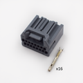 CONECTOR 16 PINES + TERMINALES GRIS CON ESTRIA NEGRA