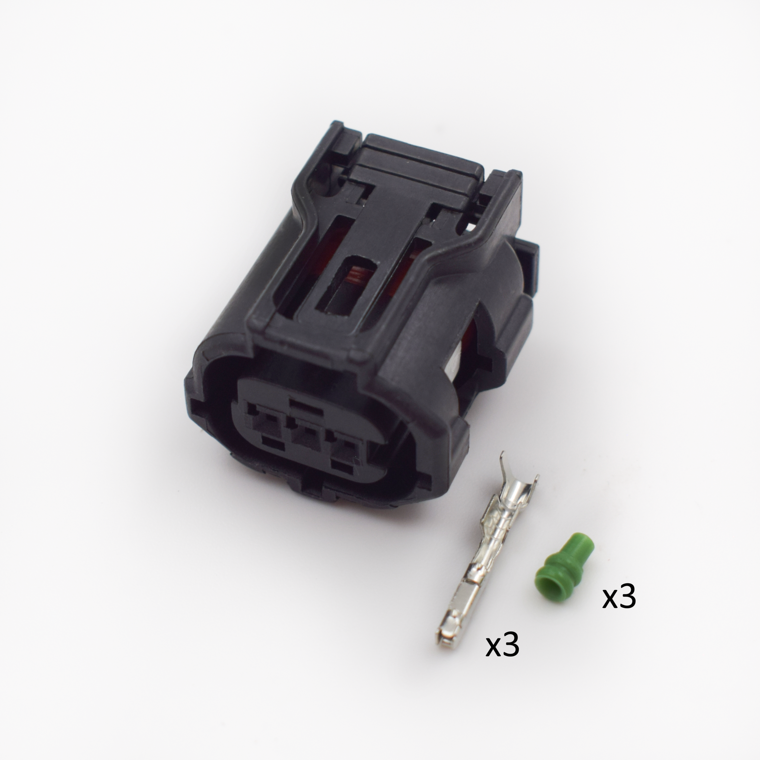 CONECTOR 3 PINES + TERMINALES LATERAL BLANCO