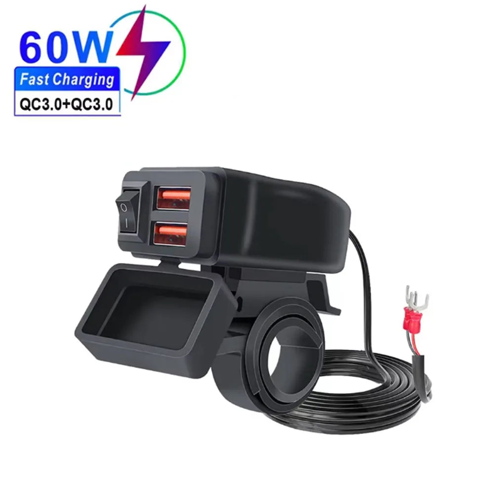 Cargador para moto USB y Tipo C