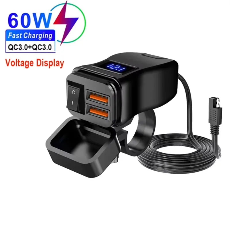 Cargador para moto USB y Tipo C