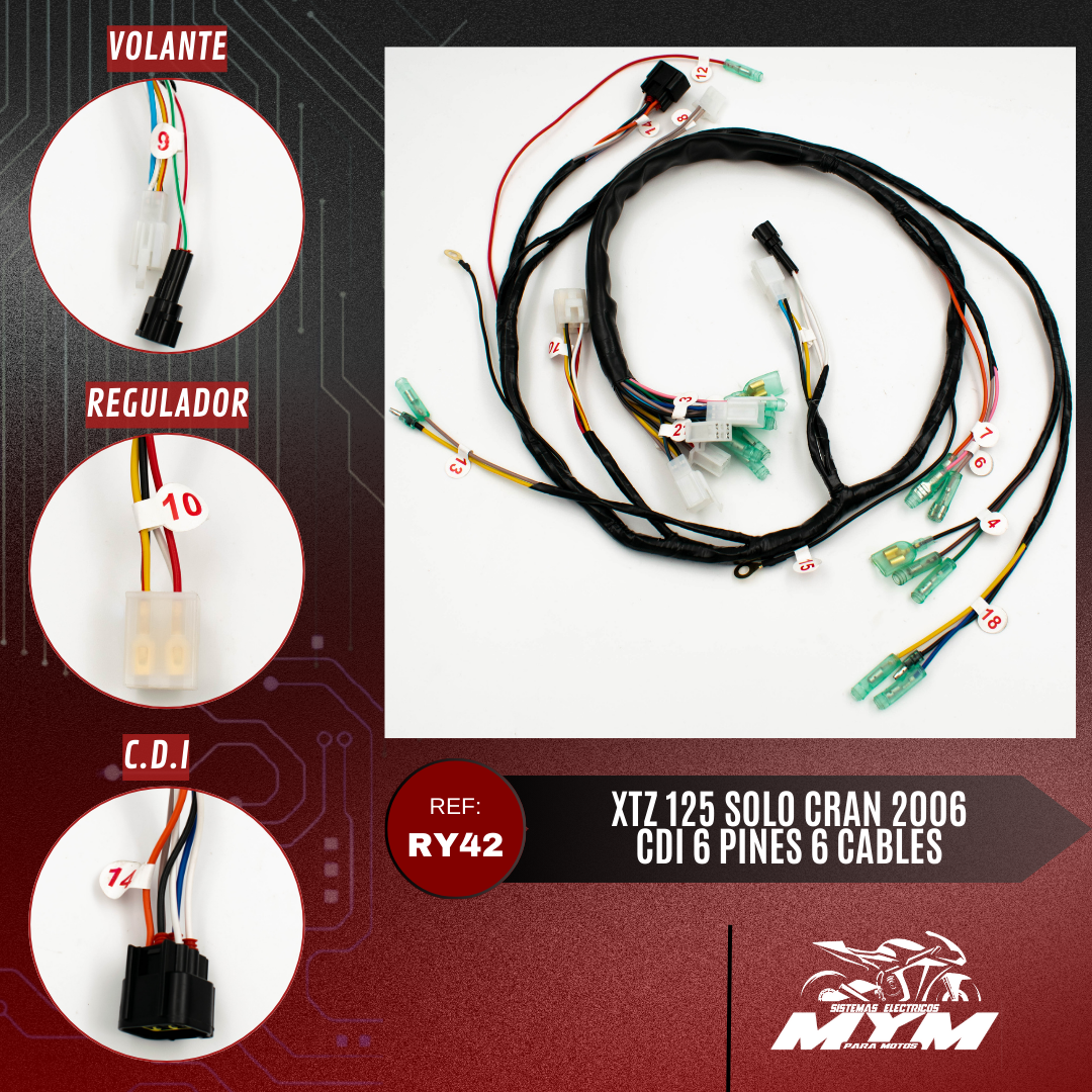 XTZ 125 SOLO CRAN 2006 CDI 6 PINES 6 CABLES