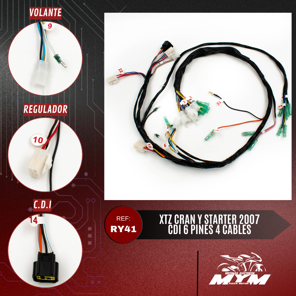 XTZ CRAN Y STARTER 2007 CDI 6 PINES  4 CABLES